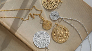 Carrie Elizabeth gold & silver aztec coin necklaces