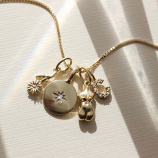Carrie Elizabeth diamond coin pendant in solid gold