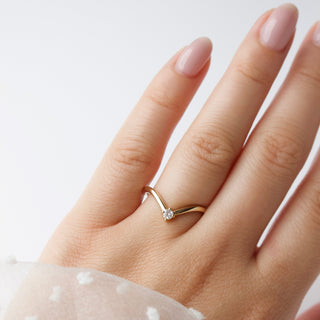 deep v diamond wedding band in solid gold