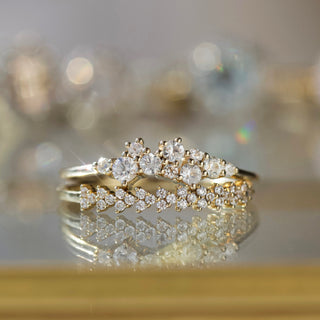 sapphire and diamond celestial scatter ring in solid gold