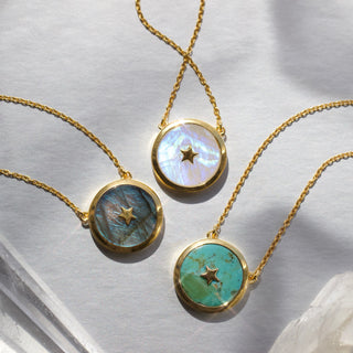 carrie elizabeth turquoise night sky necklace in gold