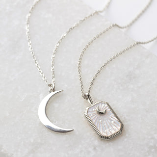 carrie elizabeth mother of pearl tarot pendant in silver