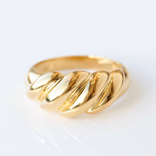 chunky croissant vintage style ring in gold