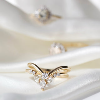 Carrie Elizabeth Deep V Sapphire and Diamond 14k Wedding Band