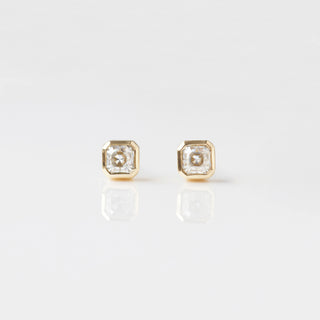 Moissanite Asscher Cut Bezel Set Stud Earrings