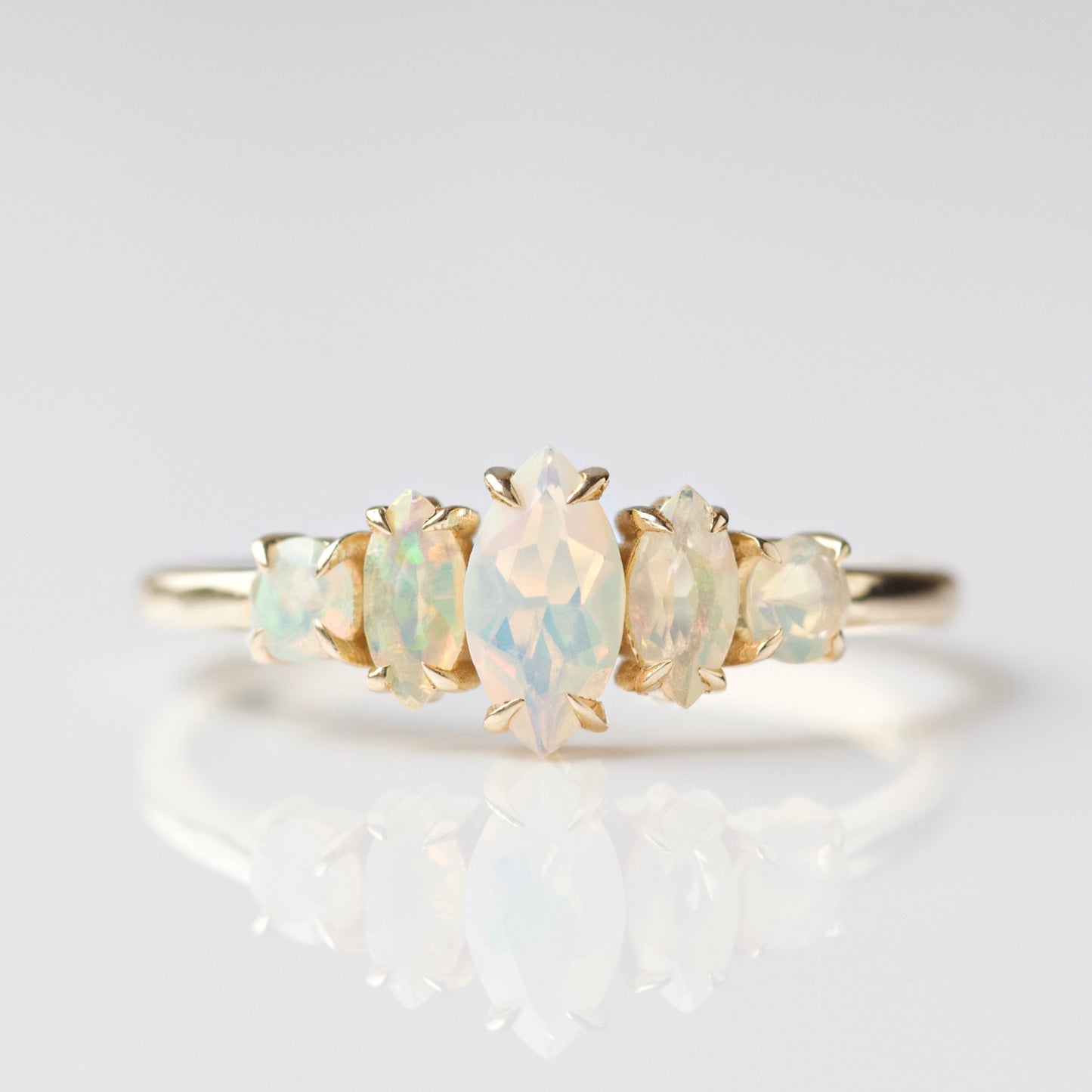 opal marquise solid gold ring