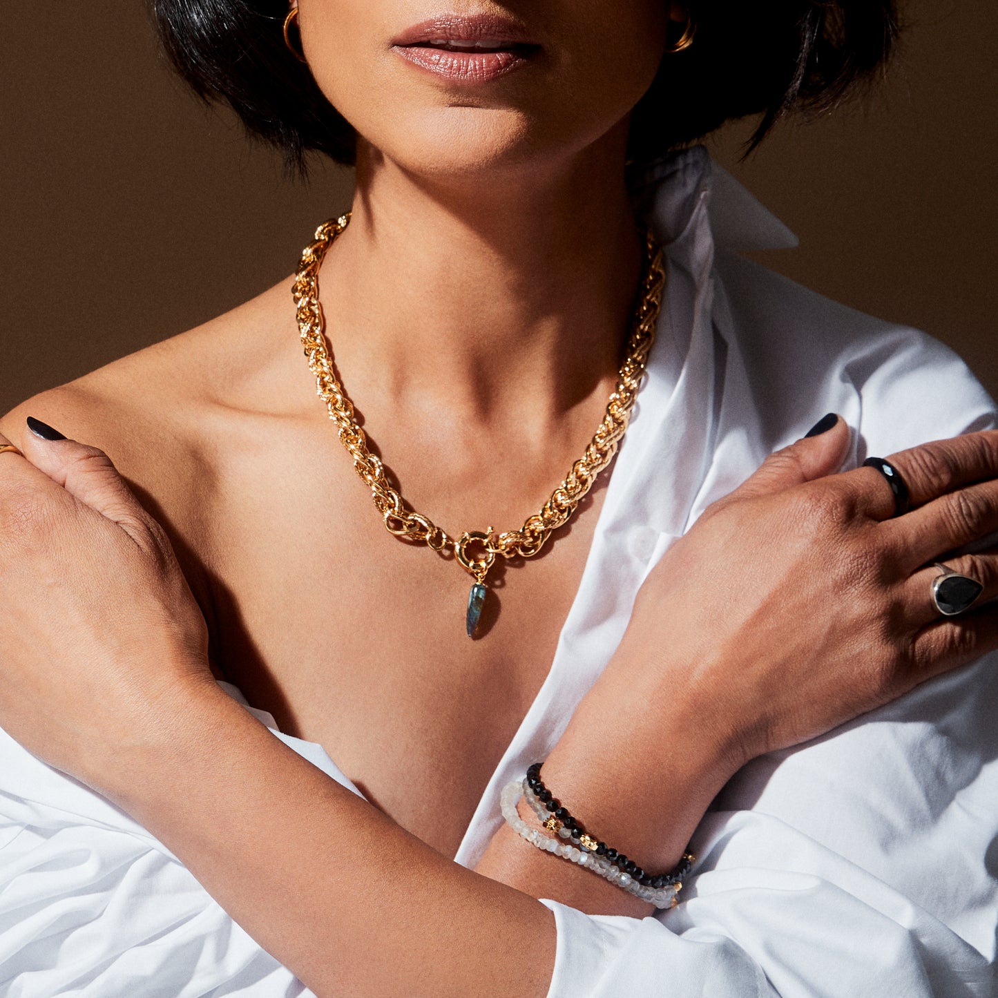 Anita Rani Shakti Chunky Chain with Labradorite Transformation Pendant