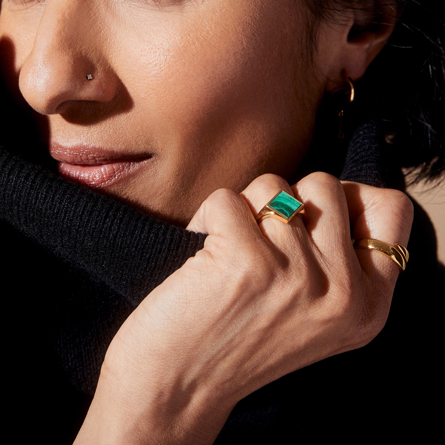 anita rani malachite strength ring