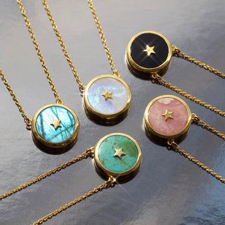 carrie elizabeth turquoise night sky necklace in gold