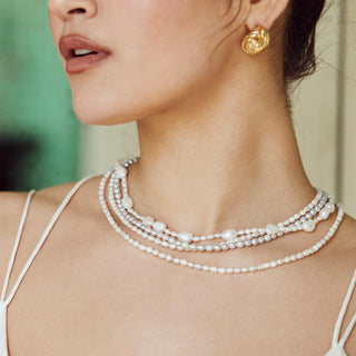 celestial cz front facing clasp pearl necklace in gold