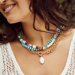 multi agate beaded necklace