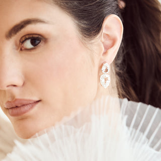 crystal pear statement bridal earrings