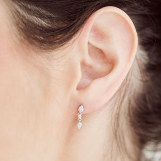 dainty cz droplet studs silver