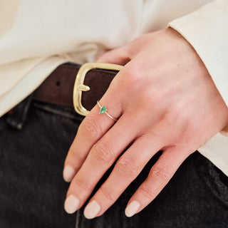 emerald pear ring in solid gold