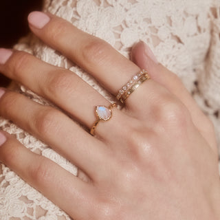 Gracie Rainbow Moonstone Pear Molten Ring