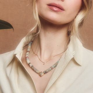 Chunky Aqua Jade Beaded Necklace