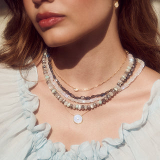 Coated Moonstone beaded necklace