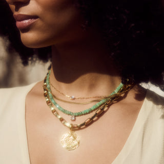 Sapphire Pear Paperclip Necklace