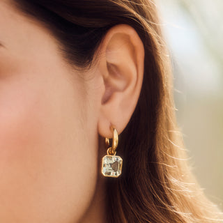Green amethyst gemstone hoop earrings