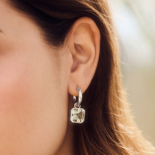 Green Amethyst Drop Hoop Earrings