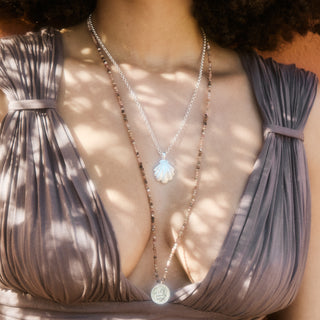 Agate beaded long length necklace