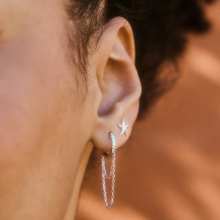 diamond cut chain hoop earrings