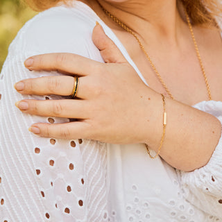 Carrie Elizabeth my safe space bar bracelet gold