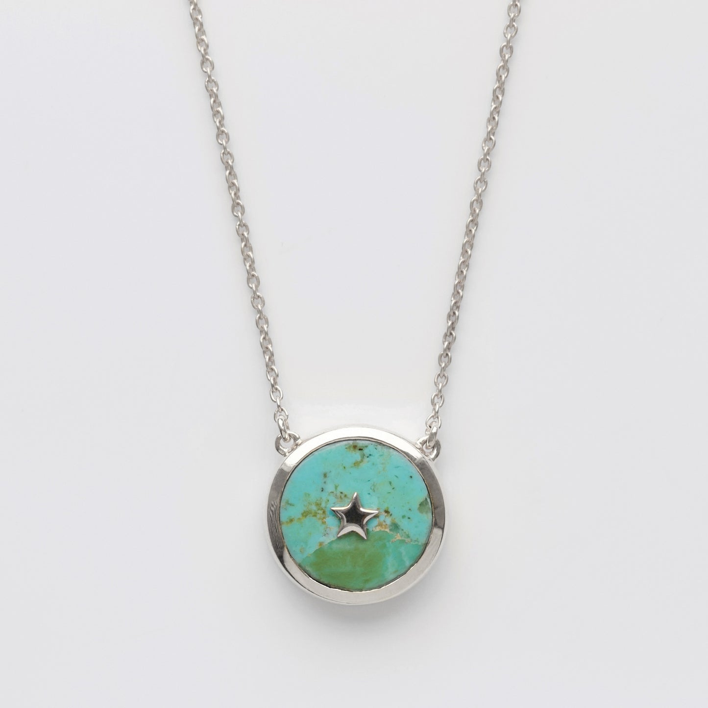 carrie elizabeth turquoise night sky necklace in silver