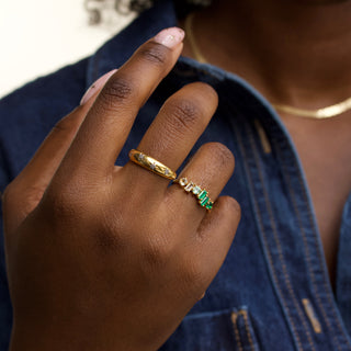 green ombre mixed gemstone ring in gold