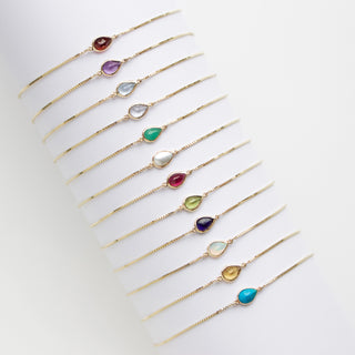 9K birthstone solitaire gemstone bracelet