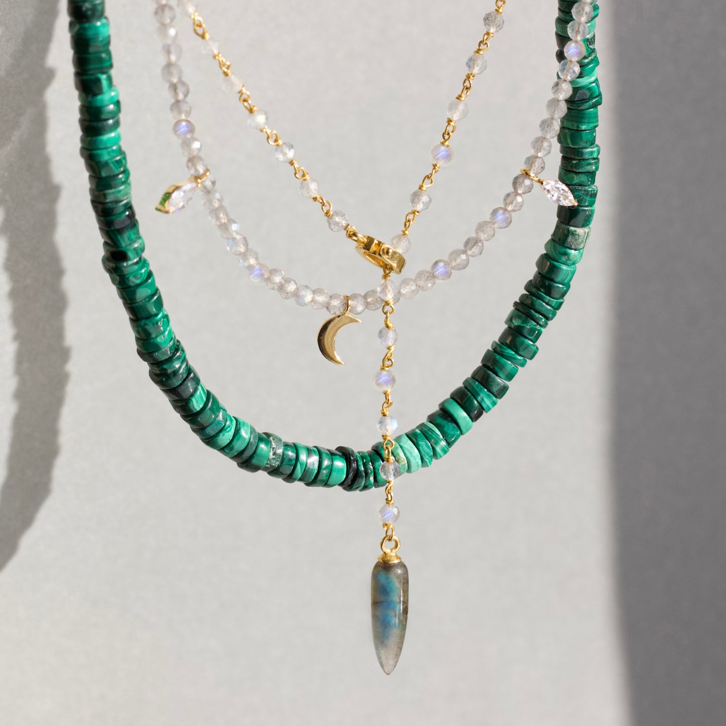 anita rani labradorite beaded charm necklace