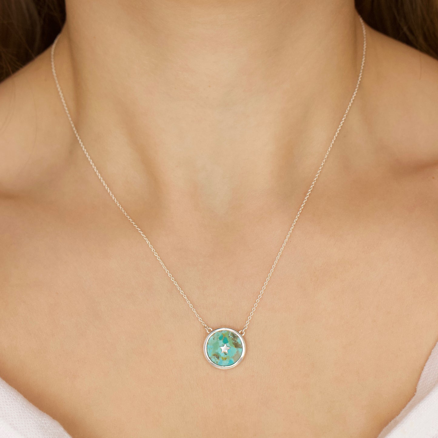 carrie elizabeth turquoise night sky necklace in silver