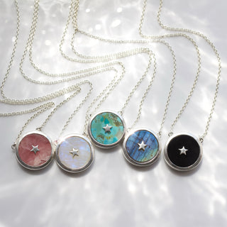 carrie elizabeth turquoise night sky necklace in silver
