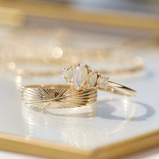 opal marquise solid gold ring