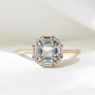 carrie elizabeth aquamarine diamond and sapphire engagement ring in solid gold