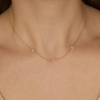 carrie elizabeth diamond initial personalised necklace in solid gold