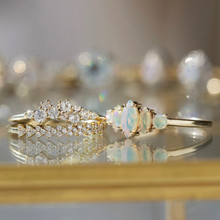 sapphire and diamond celestial scatter ring in solid gold