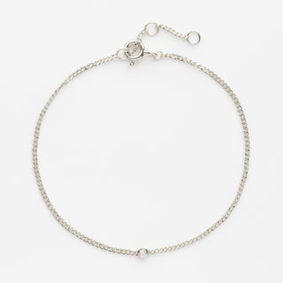 Diamond Solitaire vintage chain bracelet in silver