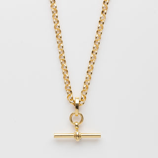 t bar chain necklace in gold