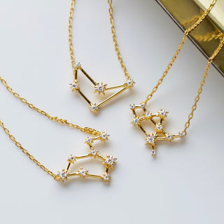zodiac constellation necklace in gold
