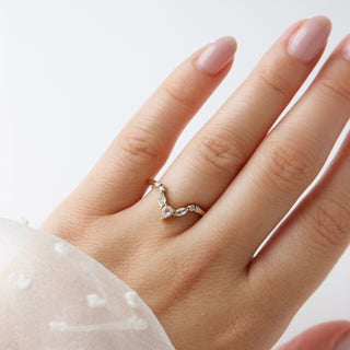 Carrie Elizabeth Deep V Sapphire and Diamond 14k Wedding Band