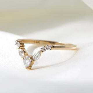 Carrie Elizabeth Deep V Sapphire and Diamond 14k Wedding Band