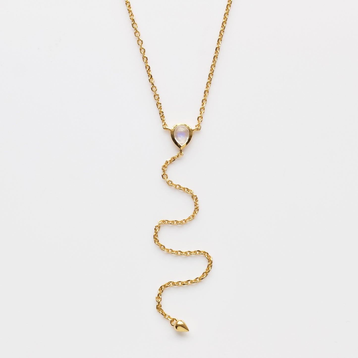 moonstone lariat necklace in gold