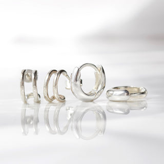 double huggie hoop earrings in sterling silver