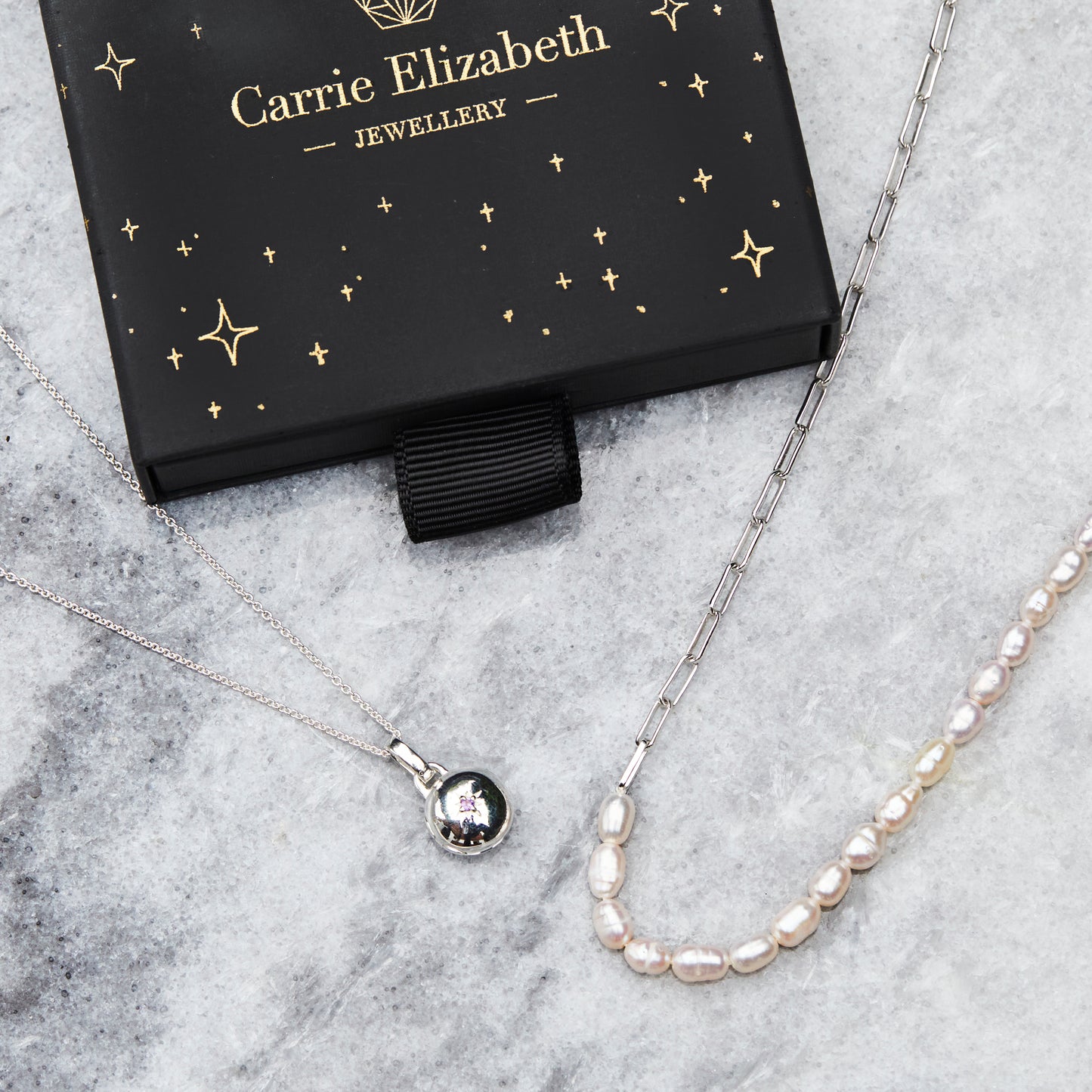 zoe sugg intentions lucky pearl and chain necklace in silver