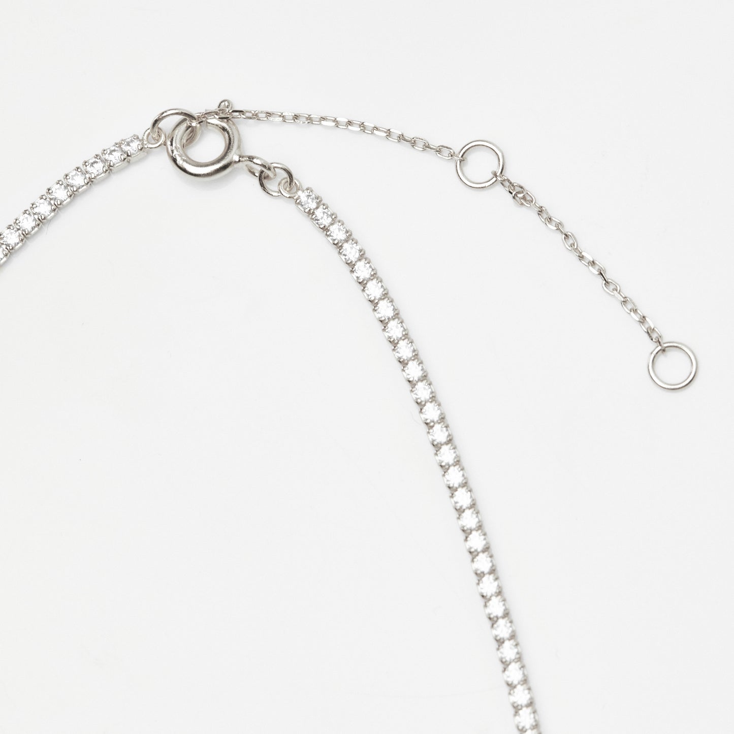 dainty cz tennis necklace in silver