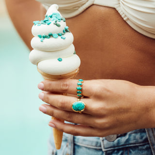turquoise gold molten ring