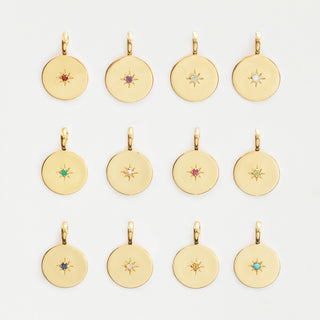 Star Set Birthstone Coin Pendant