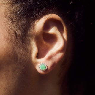Chrysoprase Pave Stud Earrings