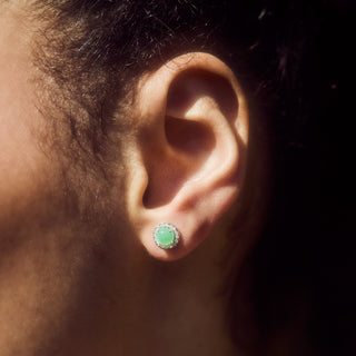Chrysoprase Pave Stud Earrings